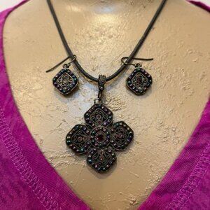 Premier Designs Bohemian Cross Pendant & Earrings